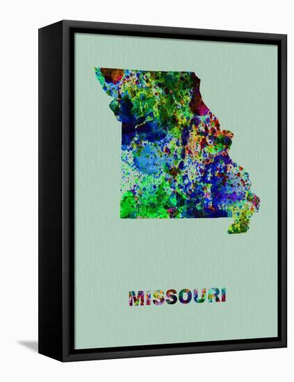 Missouri Color Splatter Map-NaxArt-Framed Stretched Canvas