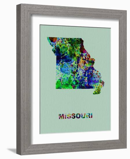 Missouri Color Splatter Map-NaxArt-Framed Art Print