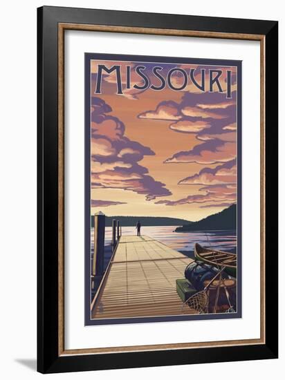 Missouri - Dock Scene and Lake-Lantern Press-Framed Art Print