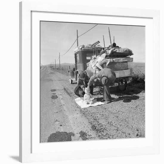 Missouri family after the drought near Tracy, California, 1937-Dorothea Lange-Framed Photographic Print