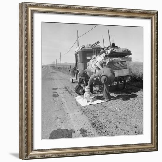 Missouri family after the drought near Tracy, California, 1937-Dorothea Lange-Framed Photographic Print