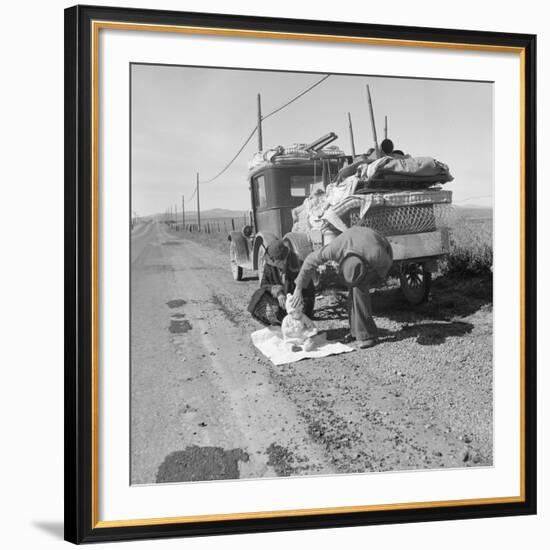 Missouri family after the drought near Tracy, California, 1937-Dorothea Lange-Framed Photographic Print