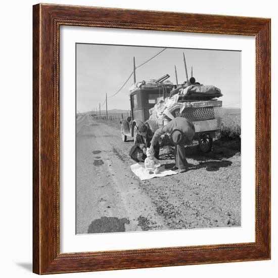 Missouri family after the drought near Tracy, California, 1937-Dorothea Lange-Framed Photographic Print