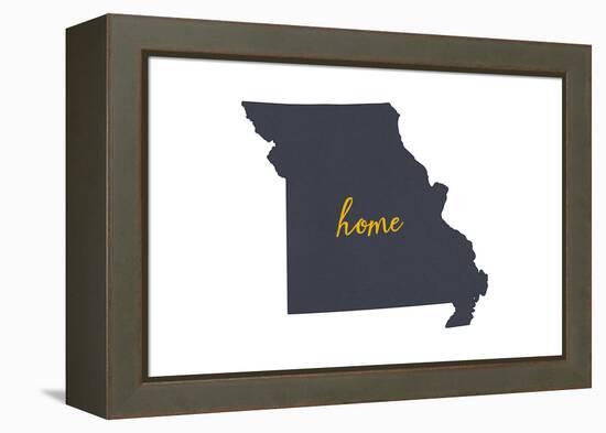 Missouri - Home State - Gray on White-Lantern Press-Framed Stretched Canvas