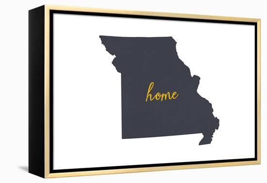Missouri - Home State - Gray on White-Lantern Press-Framed Stretched Canvas