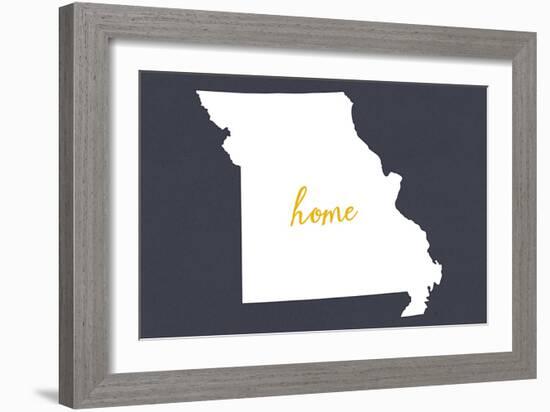 Missouri - Home State - White on Gray-Lantern Press-Framed Art Print