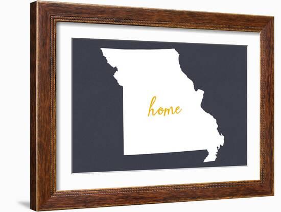 Missouri - Home State - White on Gray-Lantern Press-Framed Art Print