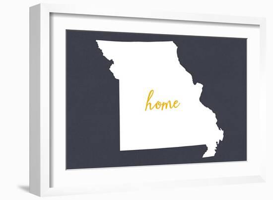 Missouri - Home State - White on Gray-Lantern Press-Framed Art Print