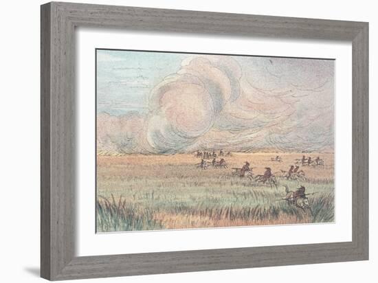 Missouri Prairie Fire-George Catlin-Framed Giclee Print