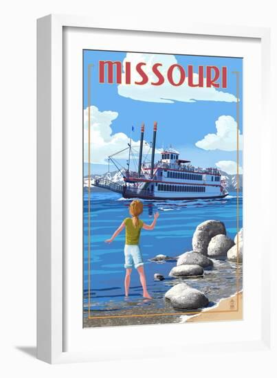 Missouri - River Boat-Lantern Press-Framed Art Print