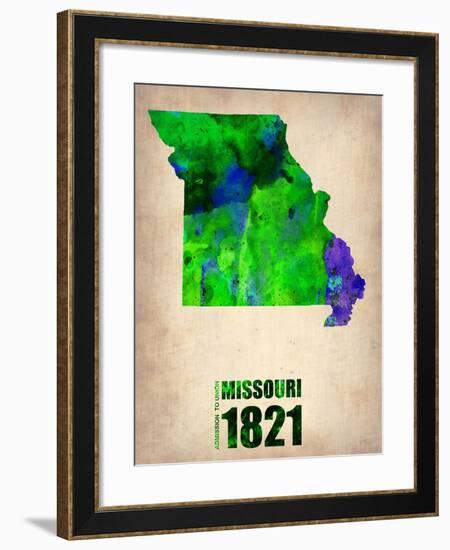 Missouri Watercolor Map-NaxArt-Framed Art Print
