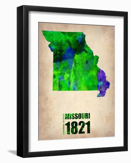 Missouri Watercolor Map-NaxArt-Framed Art Print