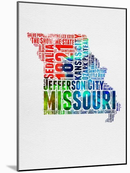 Missouri Watercolor Word Cloud-NaxArt-Mounted Art Print