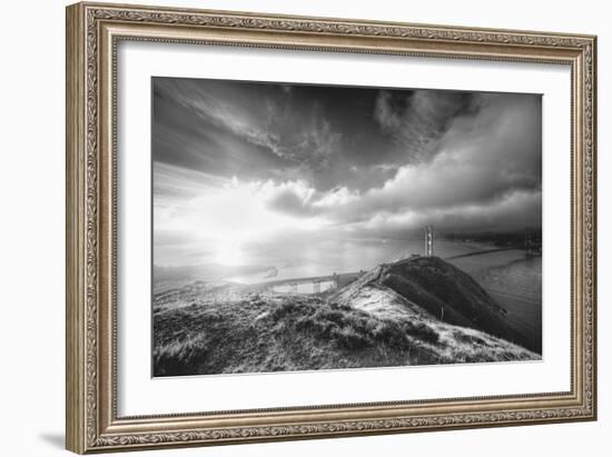 Mist and Sun at Golden Gate Bridge, Black and White, San Francisco-Vincent James-Framed Photographic Print