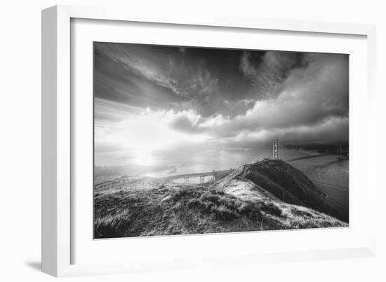 Mist and Sun at Golden Gate Bridge, Black and White, San Francisco-Vincent James-Framed Photographic Print