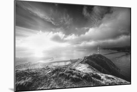 Mist and Sun at Golden Gate Bridge, Black and White, San Francisco-Vincent James-Mounted Photographic Print