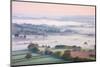 Mist Covered Countryside at Dawn Near Pennorth, Brecon Beacons National Park, Powys, Wales. Spring-Adam Burton-Mounted Photographic Print