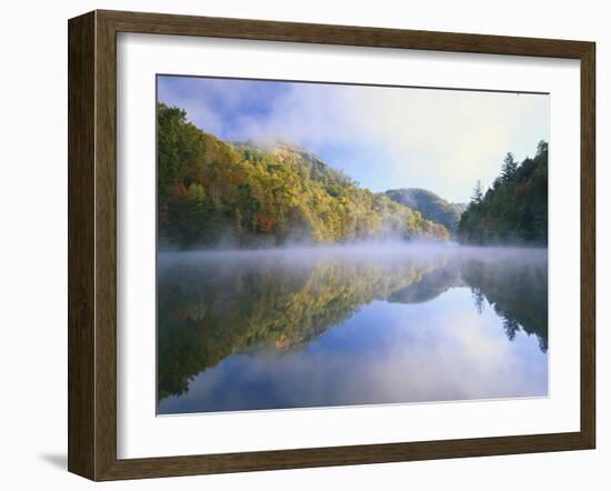 Mist Rising from Milcreek Lake, Natural Bridge State Park, Daniel Boone National Forest, Kentucky,-Adam Jones-Framed Photographic Print