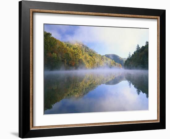 Mist Rising from Milcreek Lake, Natural Bridge State Park, Daniel Boone National Forest, Kentucky,-Adam Jones-Framed Photographic Print