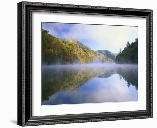 Mist Rising from Milcreek Lake, Natural Bridge State Park, Daniel Boone National Forest, Kentucky,-Adam Jones-Framed Photographic Print