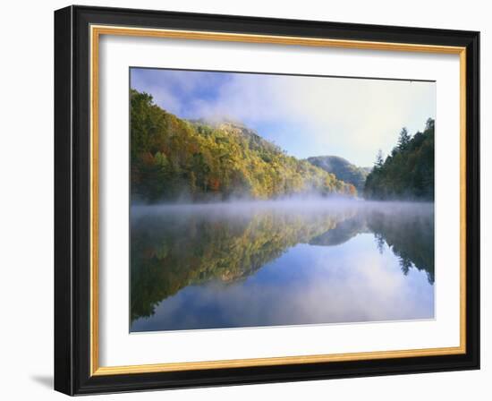 Mist Rising from Milcreek Lake, Natural Bridge State Park, Daniel Boone National Forest, Kentucky,-Adam Jones-Framed Photographic Print