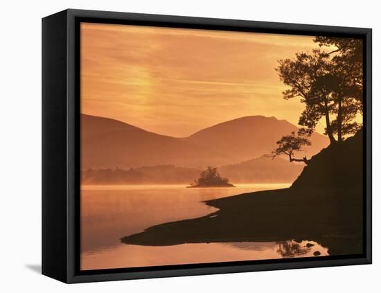 Mist Rising on Derwent Water at Dawn, Lake District National Park, Cumbria, England, United Kingdom-Nigel Blythe-Framed Premier Image Canvas