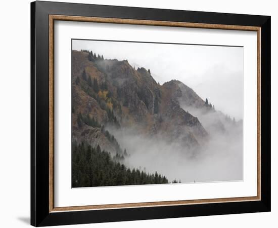 Mist Shrouds the Tian Shan in Xinjiang Province, North-West China. September 2006-George Chan-Framed Photographic Print