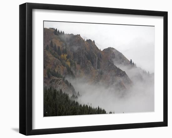 Mist Shrouds the Tian Shan in Xinjiang Province, North-West China. September 2006-George Chan-Framed Photographic Print