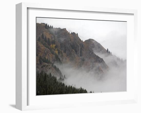 Mist Shrouds the Tian Shan in Xinjiang Province, North-West China. September 2006-George Chan-Framed Photographic Print