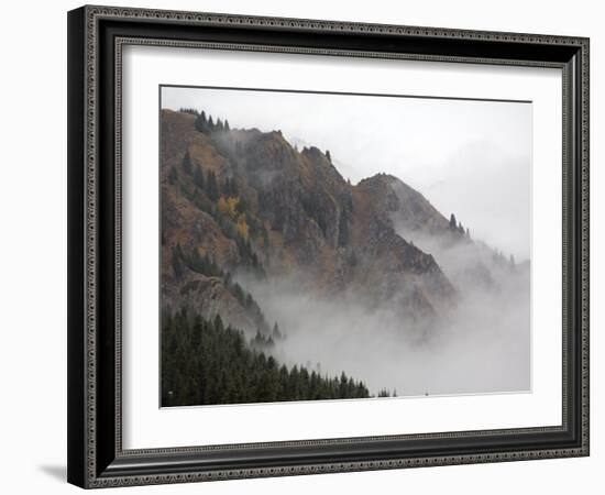 Mist Shrouds the Tian Shan in Xinjiang Province, North-West China. September 2006-George Chan-Framed Photographic Print