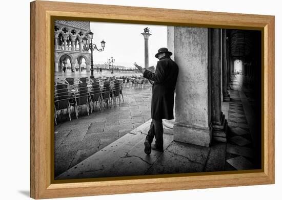 Mister B. Still Reads Newspapers-Roswitha Schleicher-Schwarz-Framed Premier Image Canvas