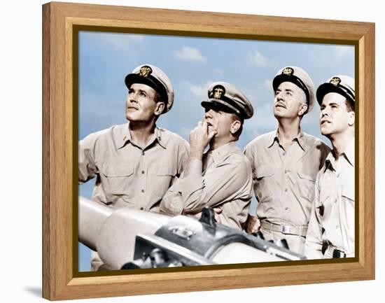 MISTER ROBERTS, from left: Henry Fonda, James Cagney, William Powell, Jack Lemmon, 1955-null-Framed Stretched Canvas