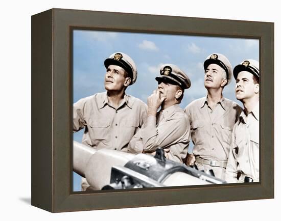 MISTER ROBERTS, from left: Henry Fonda, James Cagney, William Powell, Jack Lemmon, 1955-null-Framed Stretched Canvas