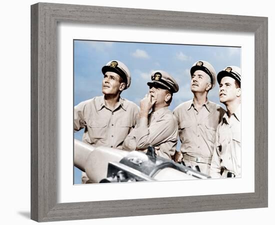 MISTER ROBERTS, from left: Henry Fonda, James Cagney, William Powell, Jack Lemmon, 1955-null-Framed Photo