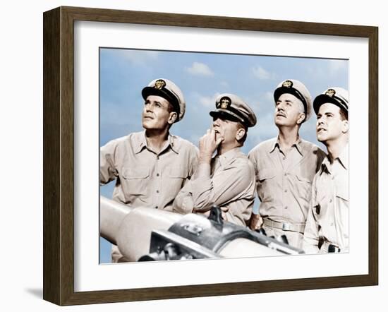 MISTER ROBERTS, from left: Henry Fonda, James Cagney, William Powell, Jack Lemmon, 1955-null-Framed Photo