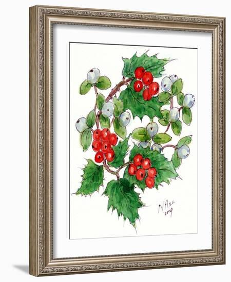 Mistletoe and Holly Wreath-Nell Hill-Framed Giclee Print