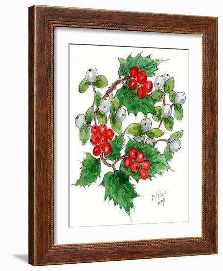 Mistletoe and Holly Wreath-Nell Hill-Framed Giclee Print