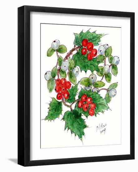 Mistletoe and Holly Wreath-Nell Hill-Framed Giclee Print
