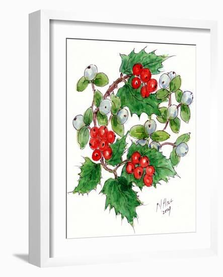 Mistletoe and Holly Wreath-Nell Hill-Framed Giclee Print