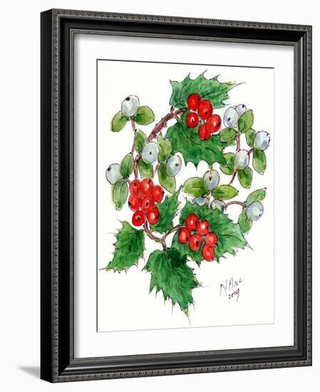 Mistletoe and Holly Wreath-Nell Hill-Framed Giclee Print