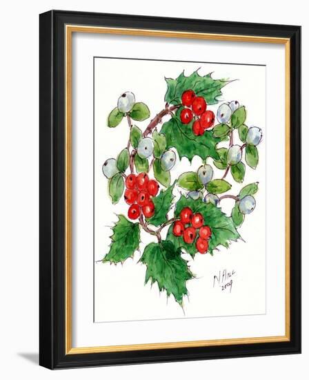 Mistletoe and Holly Wreath-Nell Hill-Framed Giclee Print