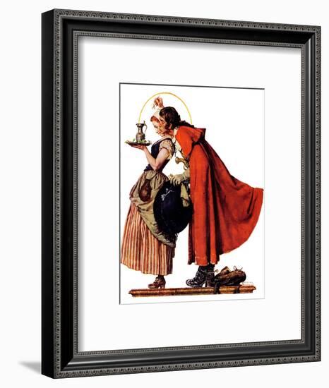 "Mistletoe Kiss" or "Feast for a Traveler", December 19,1936-Norman Rockwell-Framed Giclee Print