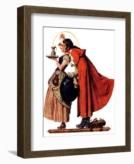 "Mistletoe Kiss" or "Feast for a Traveler", December 19,1936-Norman Rockwell-Framed Giclee Print