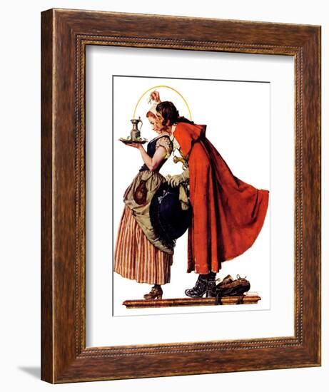 "Mistletoe Kiss" or "Feast for a Traveler", December 19,1936-Norman Rockwell-Framed Giclee Print