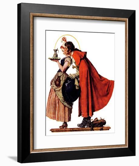 "Mistletoe Kiss" or "Feast for a Traveler", December 19,1936-Norman Rockwell-Framed Giclee Print