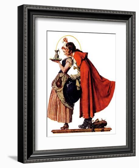 "Mistletoe Kiss" or "Feast for a Traveler", December 19,1936-Norman Rockwell-Framed Giclee Print