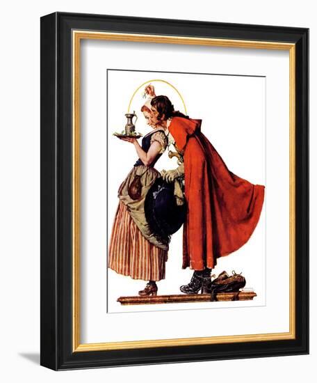 "Mistletoe Kiss" or "Feast for a Traveler", December 19,1936-Norman Rockwell-Framed Giclee Print