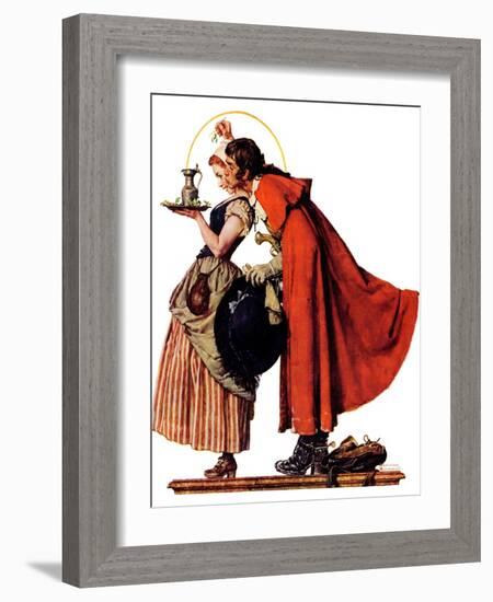 "Mistletoe Kiss" or "Feast for a Traveler", December 19,1936-Norman Rockwell-Framed Giclee Print