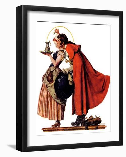 "Mistletoe Kiss" or "Feast for a Traveler", December 19,1936-Norman Rockwell-Framed Giclee Print