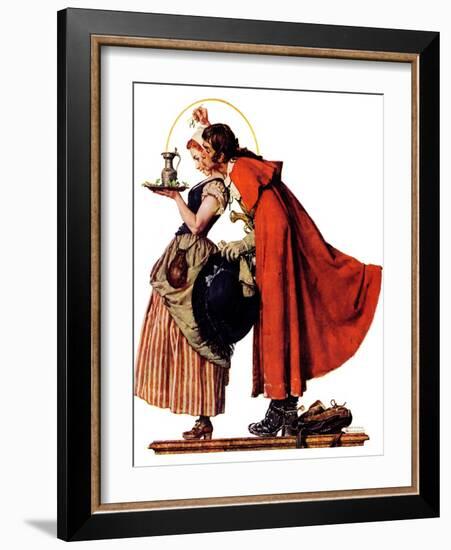 "Mistletoe Kiss" or "Feast for a Traveler", December 19,1936-Norman Rockwell-Framed Giclee Print